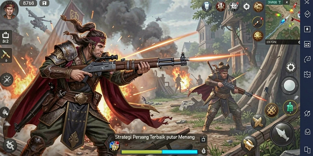 Screenshot gameplay 8768 dengan pertempuran strategi yang mendebarkan.