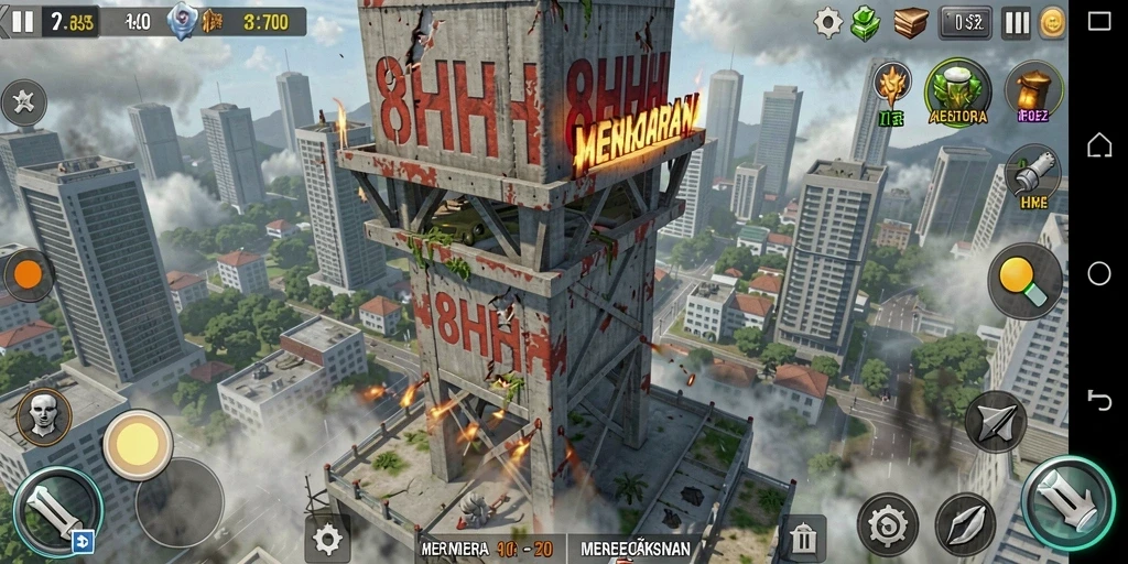 Gameplay menegangkan dalam 8HHH menara Tower Defense.