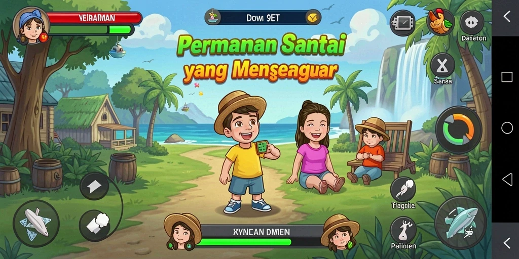 Tampilan gameplay menarik dari 9ET dengan grafis cerah.
