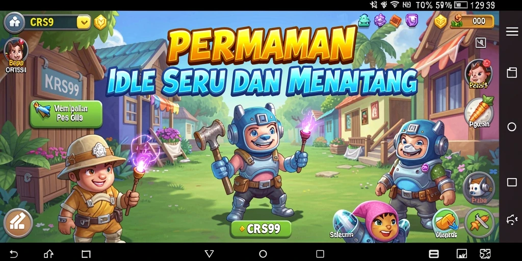 Screenshot gameplay CRS99 menampilkan karakter yang sedang berkembang dalam mode Idle.