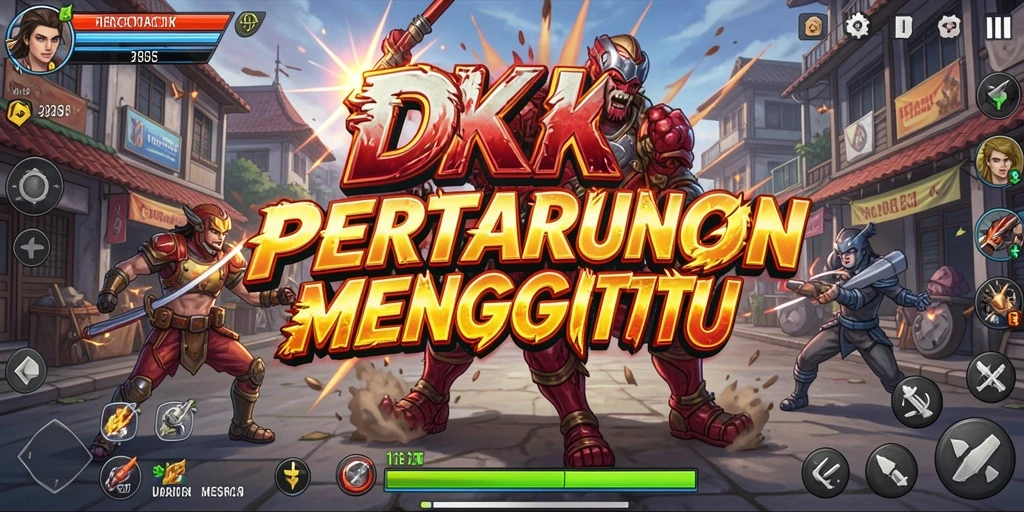 Tampilkan gameplay DKK yang mendebarkan dalam pertarungan Fighting.