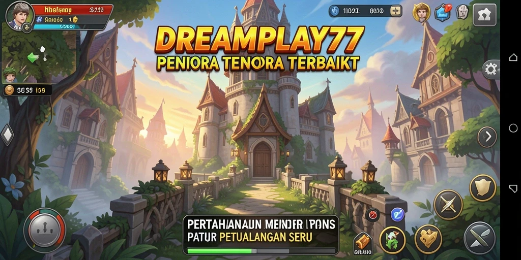 Tangkapan layar gameplay <strong>DREAMPLAY77</strong> menampilkan aksi menara pertahanan yang seru dan mendebarkan.