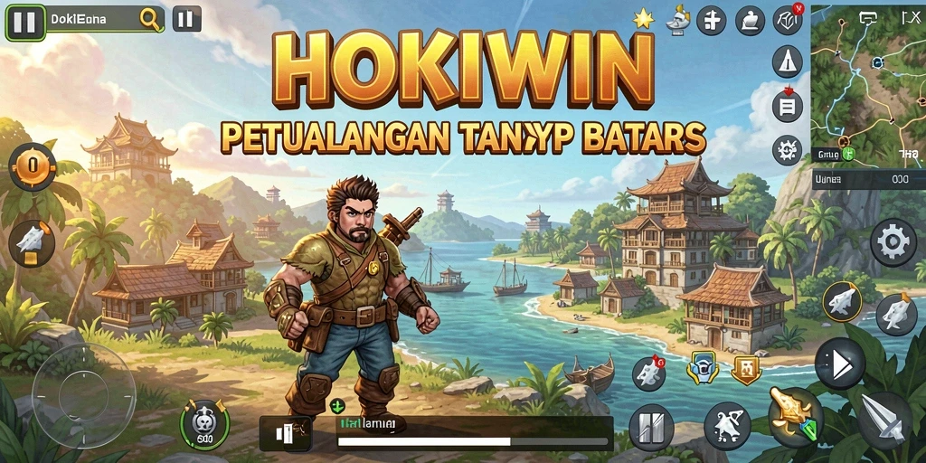 Tampilan gameplay HOKIWIN menampilkan petualangan seru di dunia terbuka.
