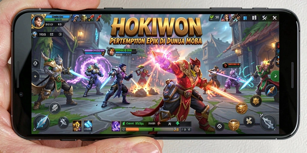 Tampilan menarik dari gameplay seru HOKIWON dengan pertempuran tim.