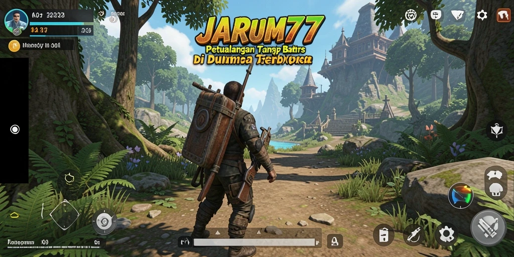 Screenshot menampilkan eksplorasi dunia terbuka dalam JARUM77.