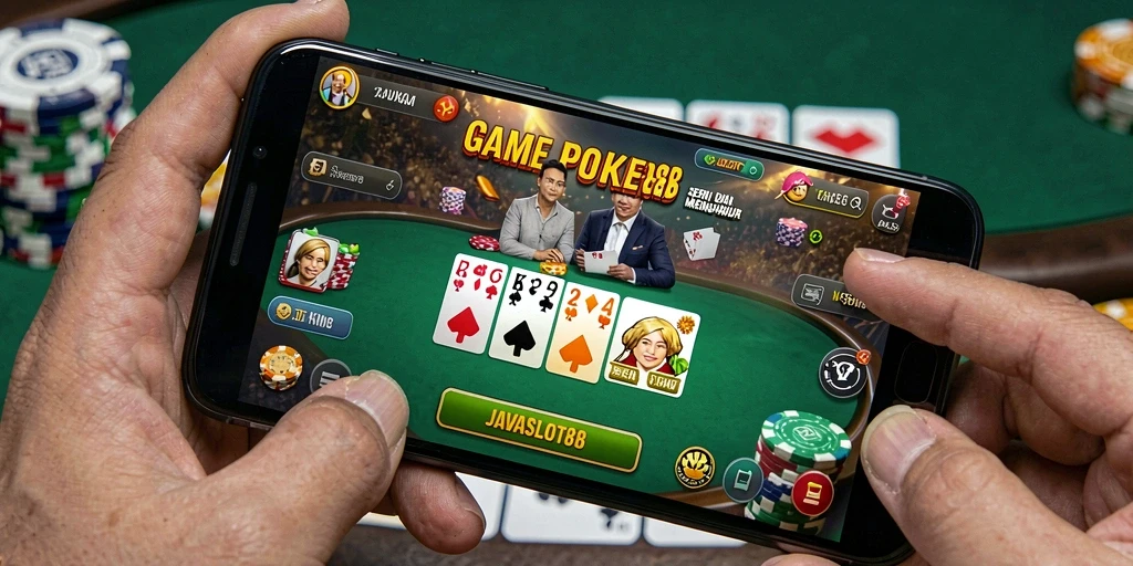 Screenshot gameplay JAVASLOT88 dengan suasana poker yang mendebarkan.