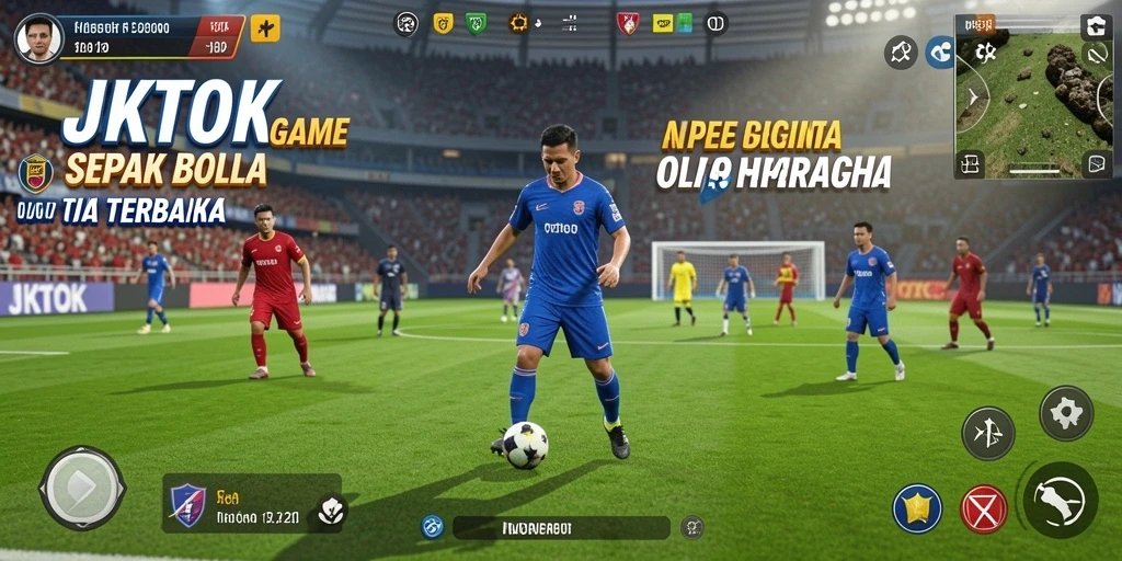 Tampilan gameplay JKTOK dengan aksi sepak bola yang seru dan realistis.
