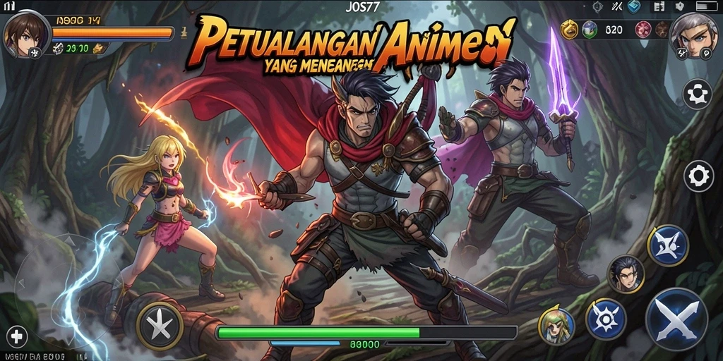 Screenshot gameplay JOS77 menampilkan karakter anime yang menakjubkan.