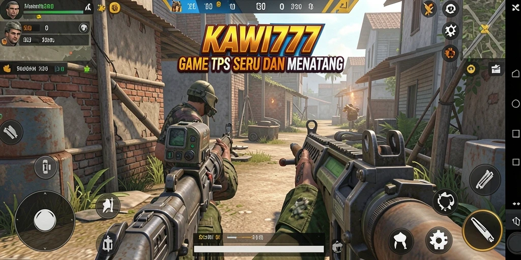 Screenshot gameplay KAWI777 menunjukkan aksi seru di medan tempur TPS.