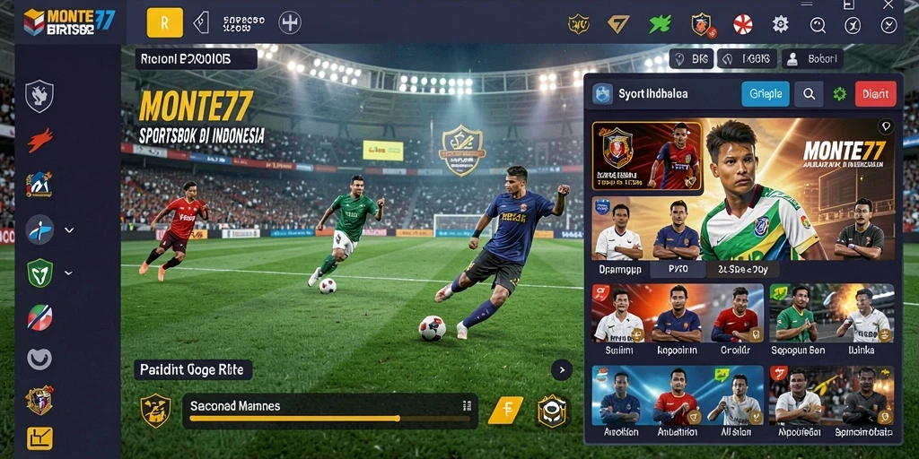 Screenshot utama MONTE77 menampilkan tampilan menarik dan gameplay Sportsbook.