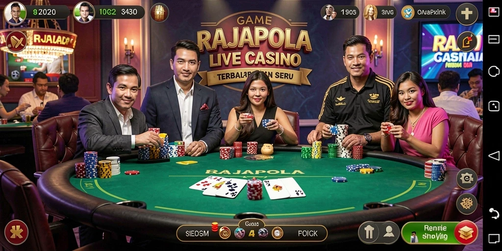 Tampilan gameplay Live Casino RAJAPOLA dengan dealer profesional.