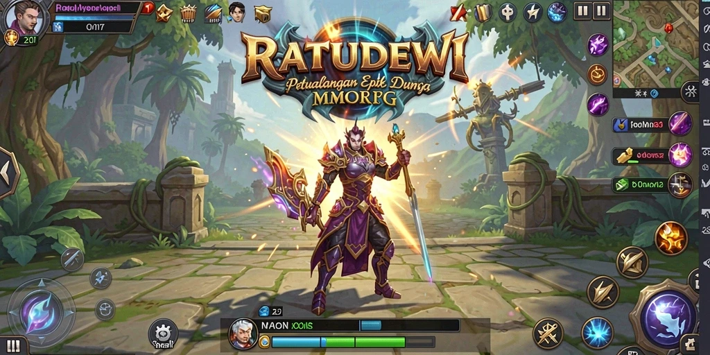 Screenshot menarik menampilkan pertarungan dalam game MMORPG RATUDEWI.