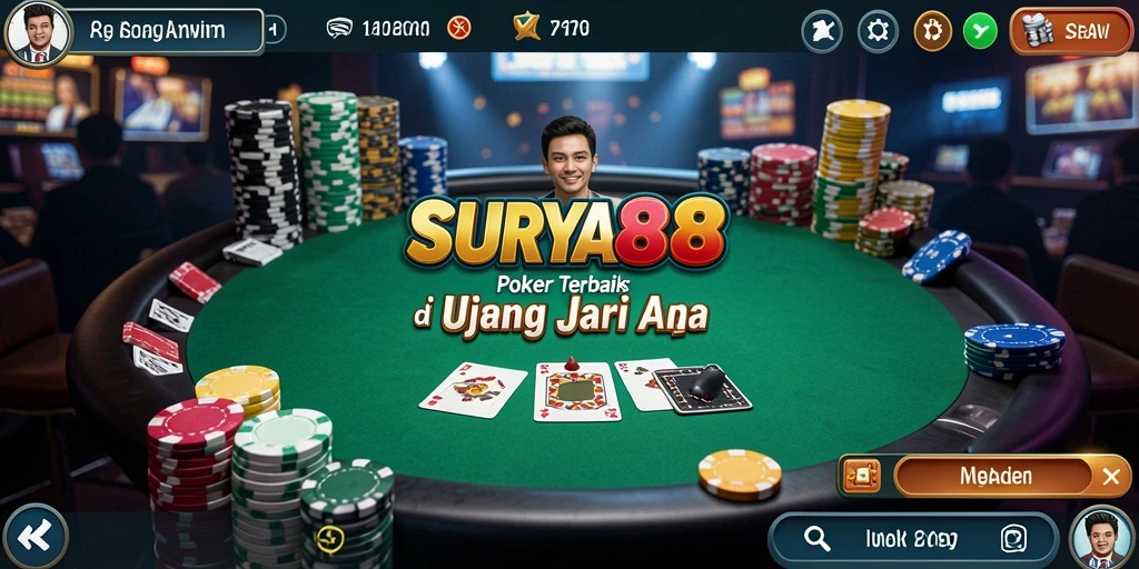 Tampilan seru gameplay poker dengan banyak pemain online.