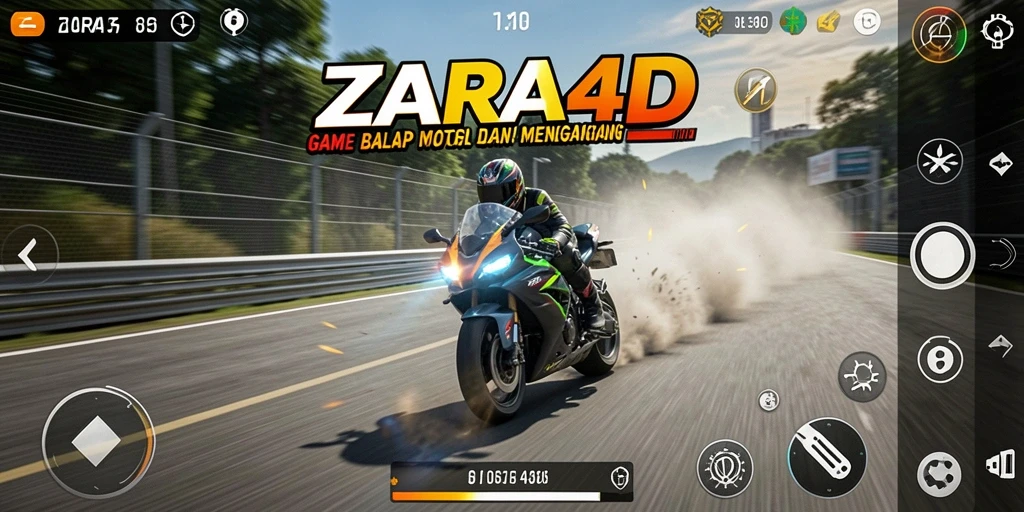 Screenshot gameplay ZARA4D menampilkan aksi balapan motor yang seru.